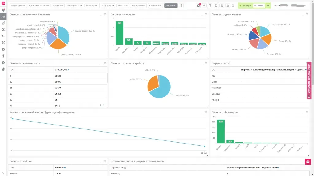 Новое вертикальное меню Alytics